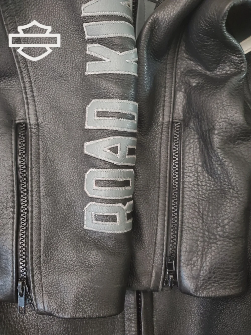 Harley-Davidson Road King Black and Gray Leather Riding Jacket - Picture 14 of 15